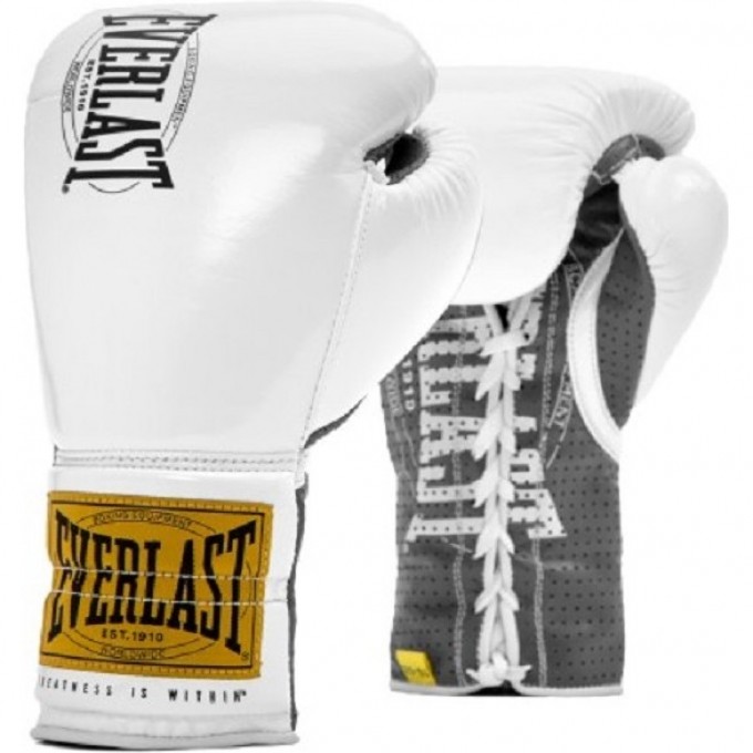 Перчатки боевые EVERLAST 1910 CLASSIC 10oz белые P00001667 Перчатки боевые EVERLAST 1910 CLASSIC 10oz белые P00001667