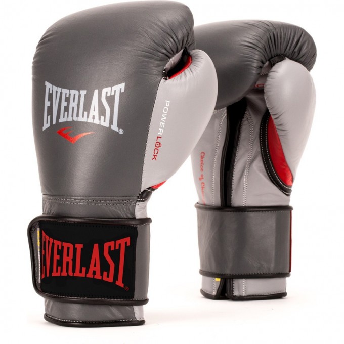 Перчатки тренировочные EVERLAST POWERLOCK 12oz серо/красные P00000600 Перчатки тренировочные EVERLAST POWERLOCK 12oz серо/красные P00000600