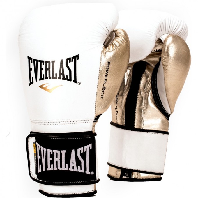 Перчатки тренировочные EVERLAST POWERLOCK 14oz бело/золотые P00000609 Перчатки тренировочные EVERLAST POWERLOCK 14oz бело/золотые P00000609