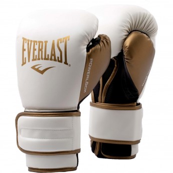Перчатки тренировочные EVERLAST POWERLOCK PU 2 16oz бело/золотые Перчатки тренировочные EVERLAST POWERLOCK PU 2 16oz бело/золотые