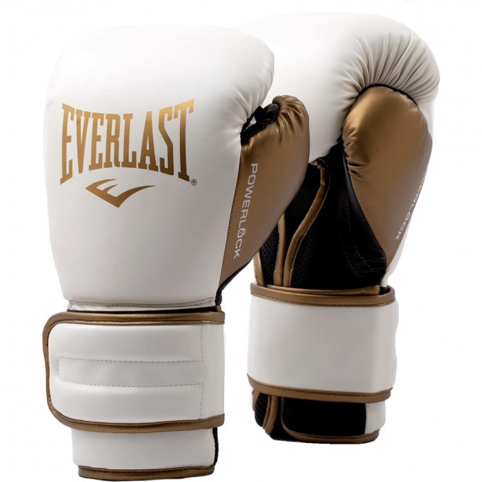 Перчатки тренировочные EVERLAST POWERLOCK PU 2 16oz бело/золотые P00003051 Перчатки тренировочные EVERLAST POWERLOCK PU 2 16oz бело/золотые P00003051