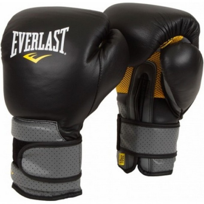 Перчатки тренировочные на липучке EVERLAST PRO LEATHER STRAP 10oz черные 691001 Перчатки тренировочные на липучке EVERLAST PRO LEATHER STRAP 10oz черные 691001