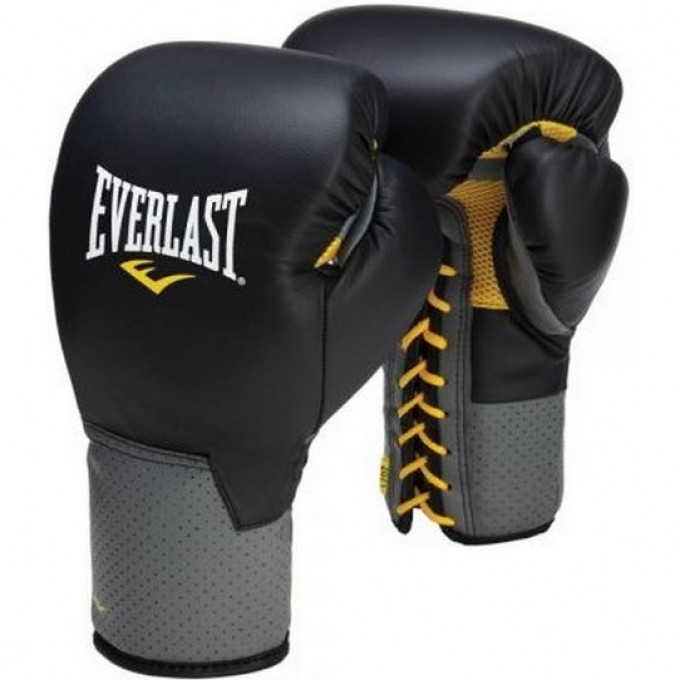 Перчатки тренировочные на шнуровке EVERLAST PRO LEATHER LACED 12oz черные 591201 Перчатки тренировочные на шнуровке EVERLAST PRO LEATHER LACED 12oz черные 591201